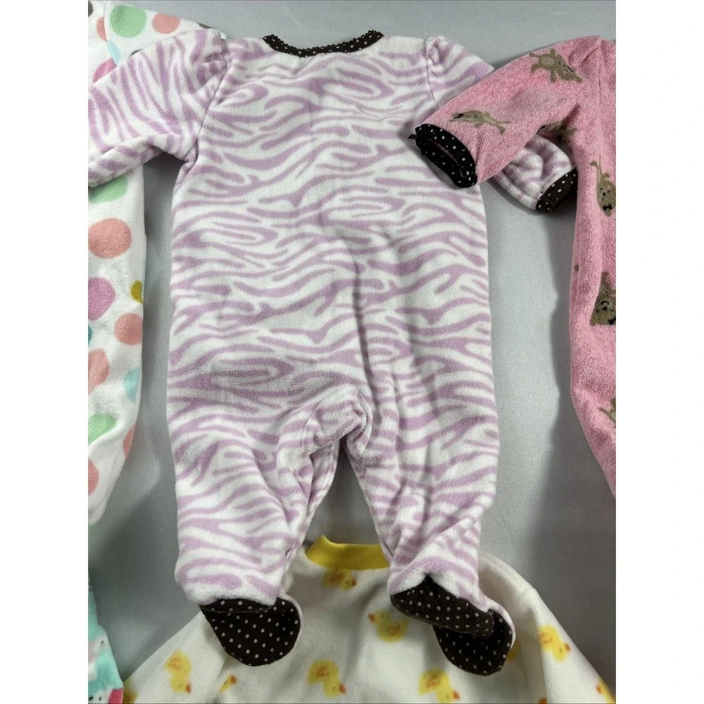 Carters Baby Girl Footed Pajamas Lot 6 Fleece Cotton Sleep Play 3M-6M
